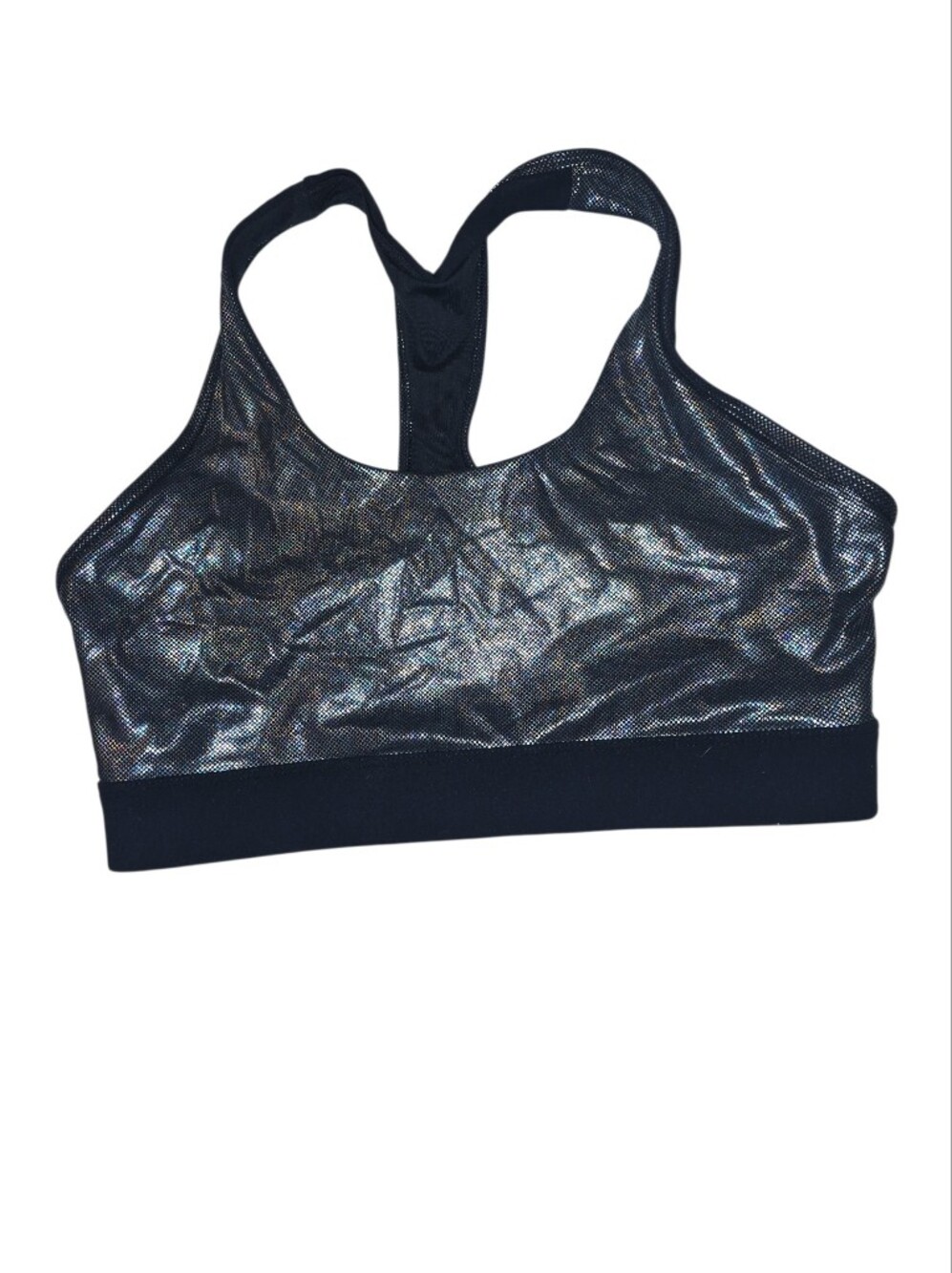 ZYIA Disco Luxe Metallic Racerback Sports Bra Nwot